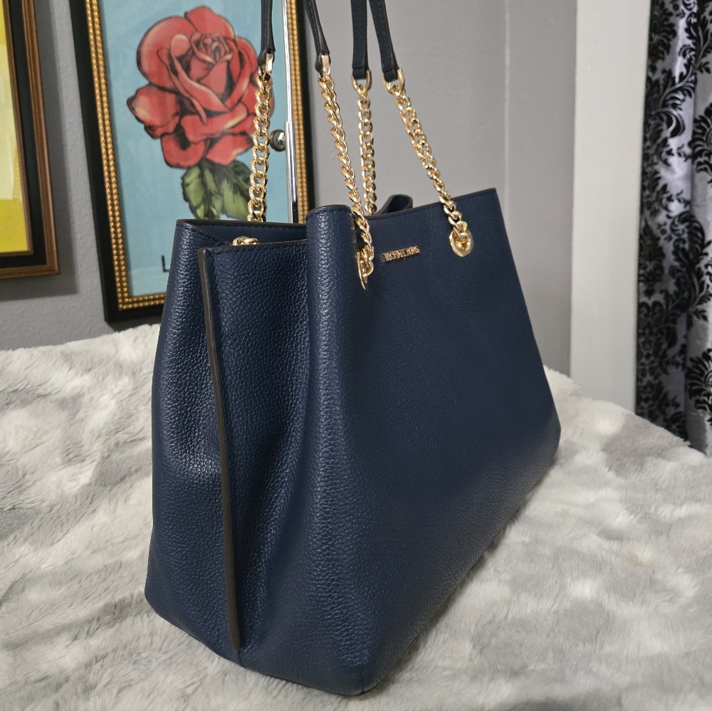 Navy Michael Kors Teagen Chain Shoulder Bag & Wallet Set - Picture 6 of 16